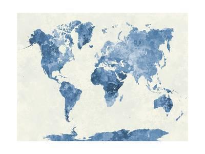 Watercolor World Map Poster