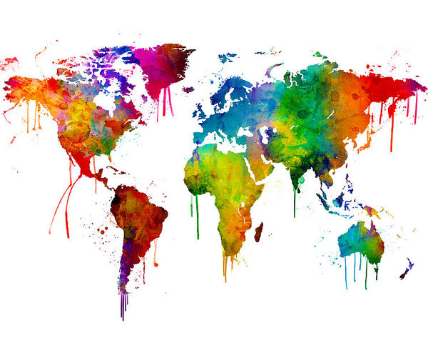 600x480 Watercolor Map Of The World Map Poster By Michael Tompsett