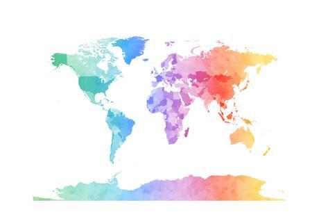 473x315 Watercolor Map Of The World Map Posters By Michael Tompsett