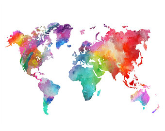 340x270 Watercolor World Map Etsy