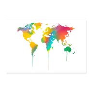 190x190 Watercolor World Map Poster By Amazona Spreadshirt