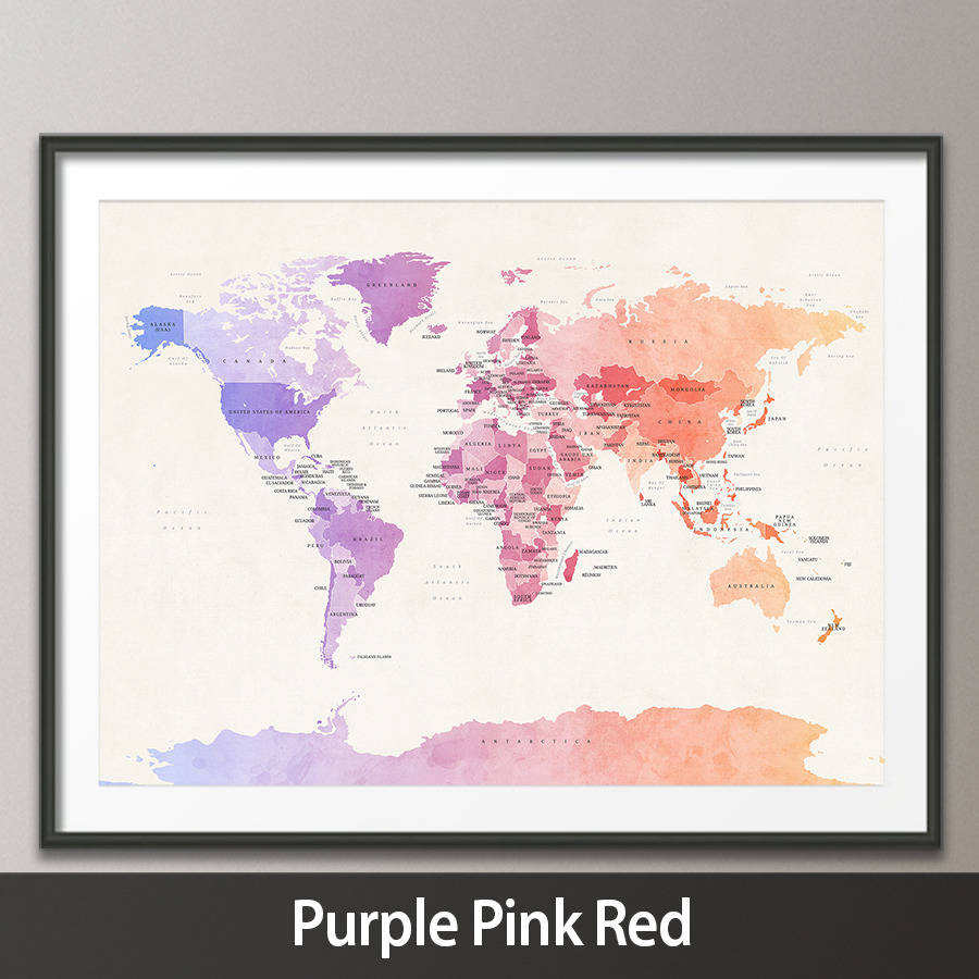900x900 Political Watercolour World Map Art Print By Artpause