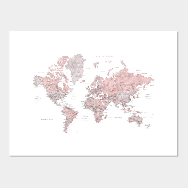 630x630 Dusty Pink And Grey Watercolor World Map