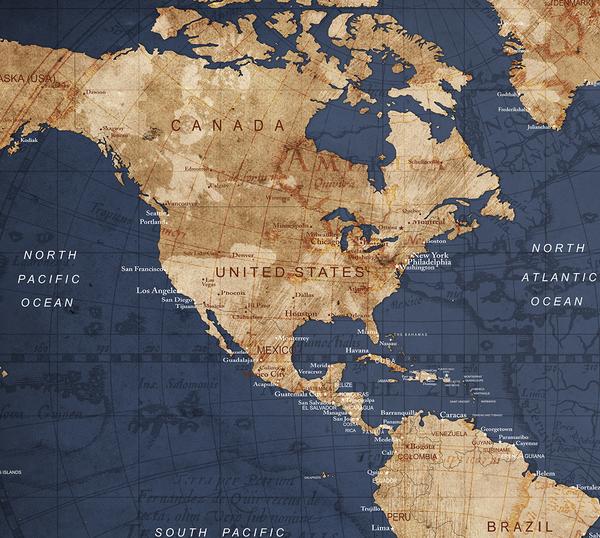 600x538 Large Watercolor World Map Push Pin Poster Detailed World Map Art