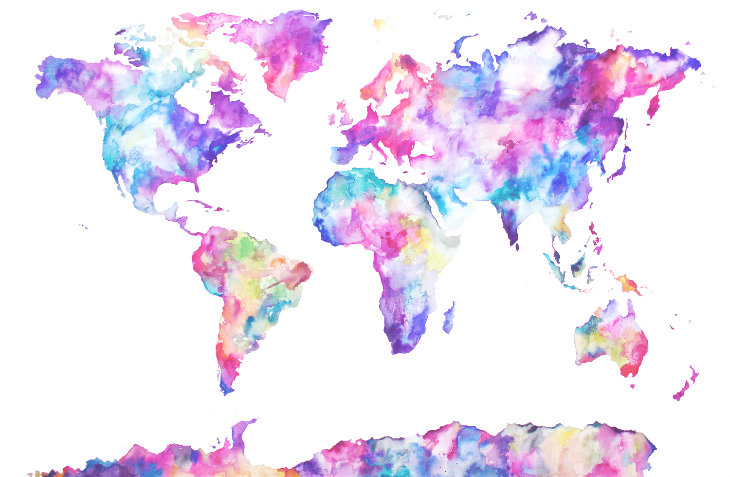 1500x979 Watercolor World Map Desktop Wallpaper