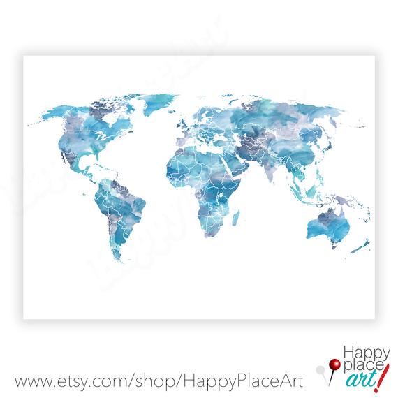570x570 Blue White World Map Wallpaper Inclusive Installation