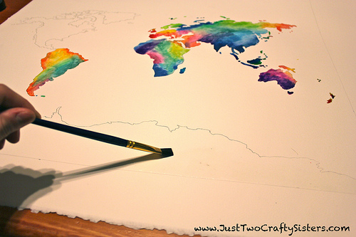 500x333 Diy Watercolor World Map Artwork