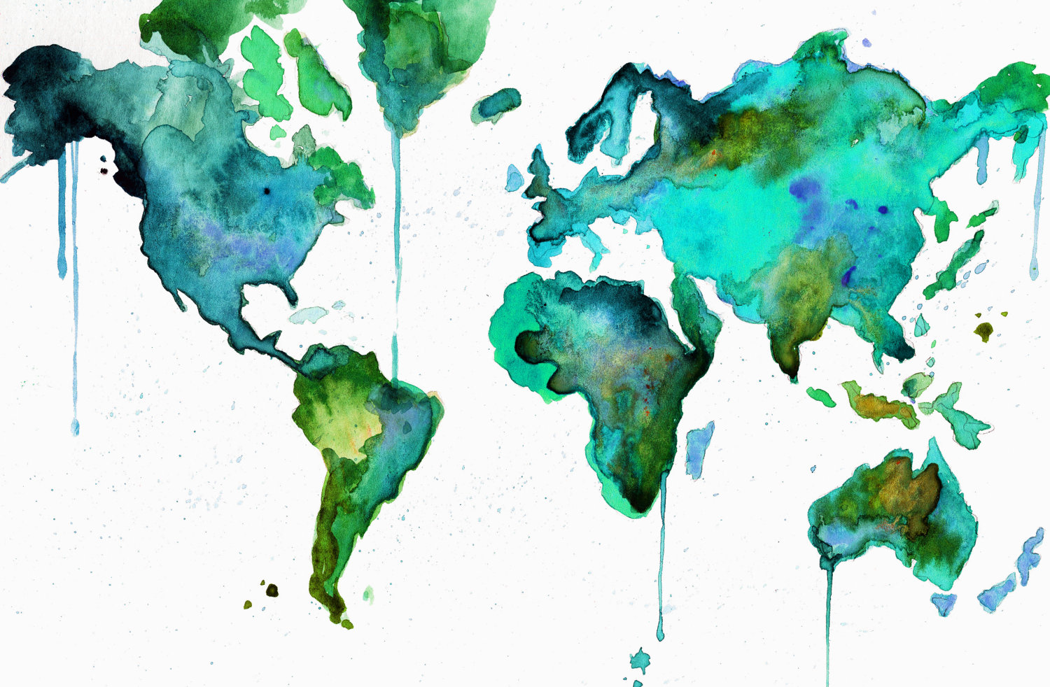 1500x982 Watercolor World Map No 6 Artsy And Art Flowers New Of The