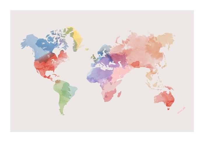 700x490 Watercolor World Map Vector