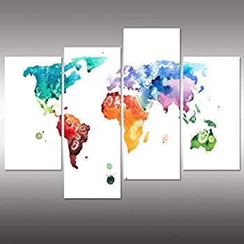 350x350 Visual Art Decor Large Watercolor World Map Wall Art
