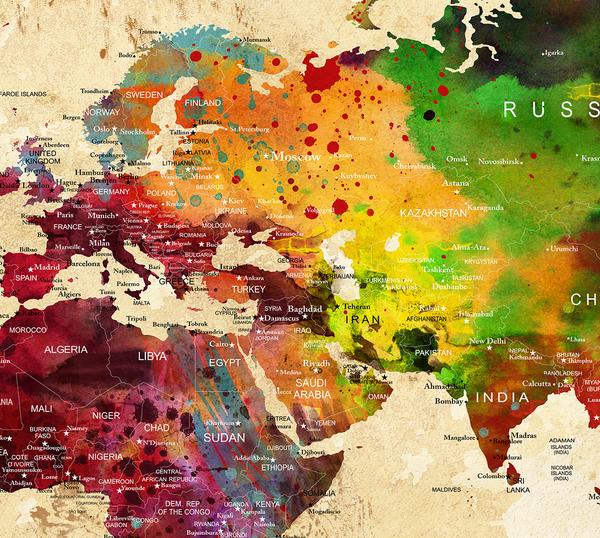 600x538 Beautiful World Map Poster, Watercolor World Map Wall Art, Print