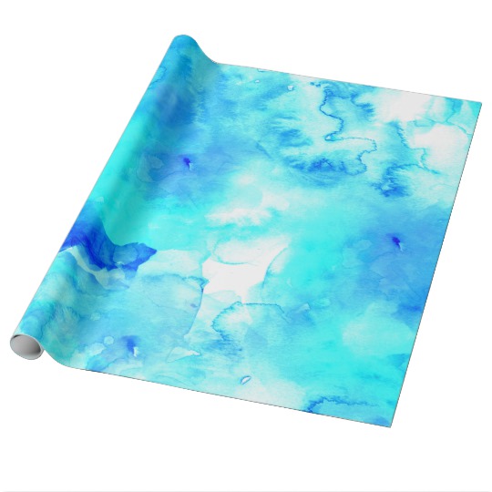 540x540 Modern Blue Sea Hand Painted Watercolor Wrapping Paper
