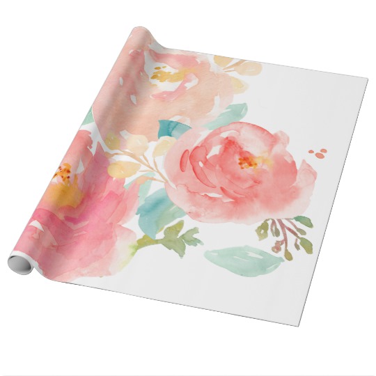540x540 Peonies Summer Bouquet Watercolor Pastel Wrapping Paper