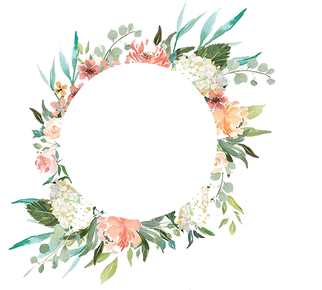 630x567 Watercolor Wreath With Flowers Png