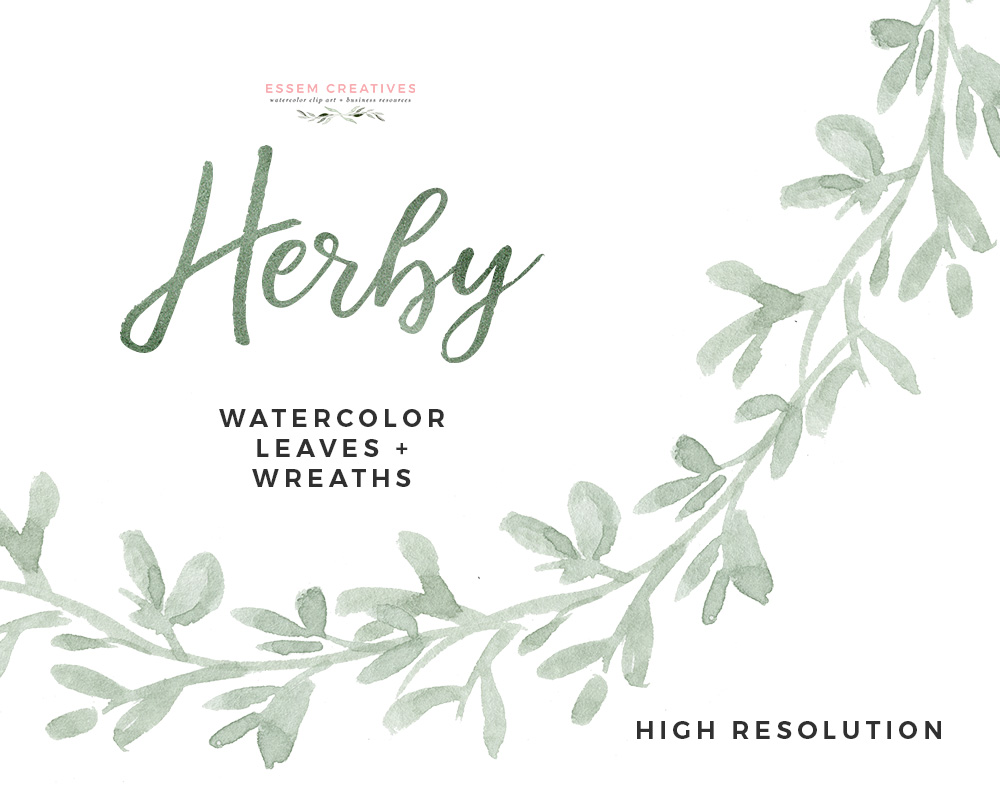 1000x800 Watercolor Herbs Clipart, Watercolor Wreath Clipart, Food