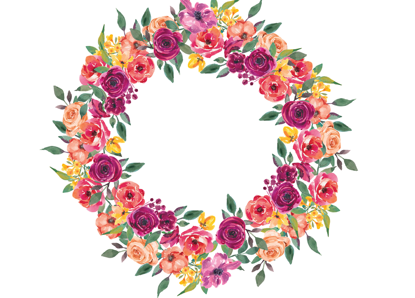 1400x1007 Watercolor Marsala And Orange Floral Wreath Clipart By Patishop