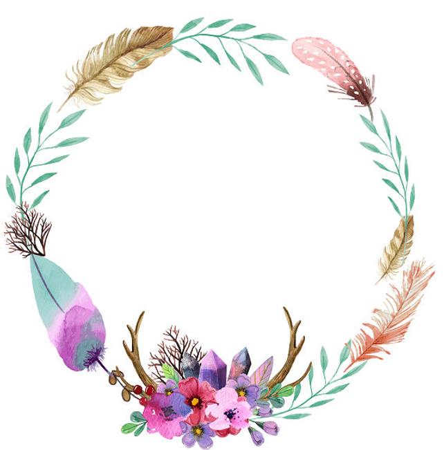 642x651 Bohemian Clipart Watercolor Clipart Watercolor Wreath Feathers Etsy