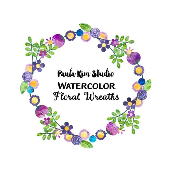 600x600 Floral Watercolor Wreaths Paula Kim Studio
