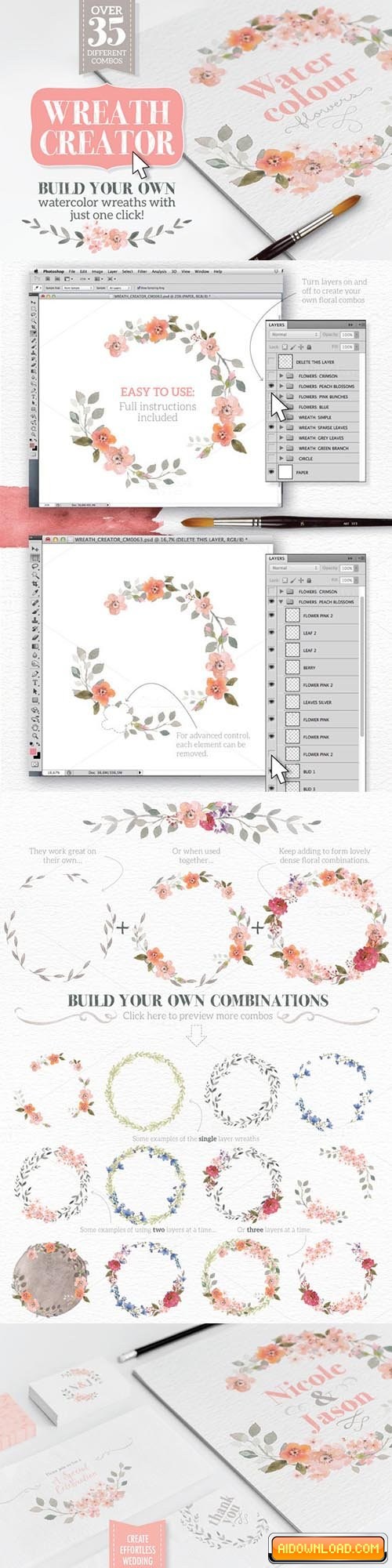 500x2000 Watercolour Wreath Creator Free Download Free Graphic Templates