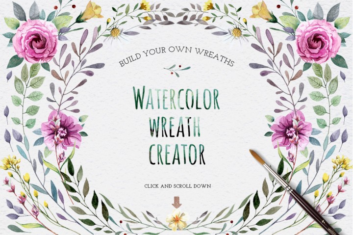 720x479 Watercolour Elements. Wreath Creator By Smotrivnebo