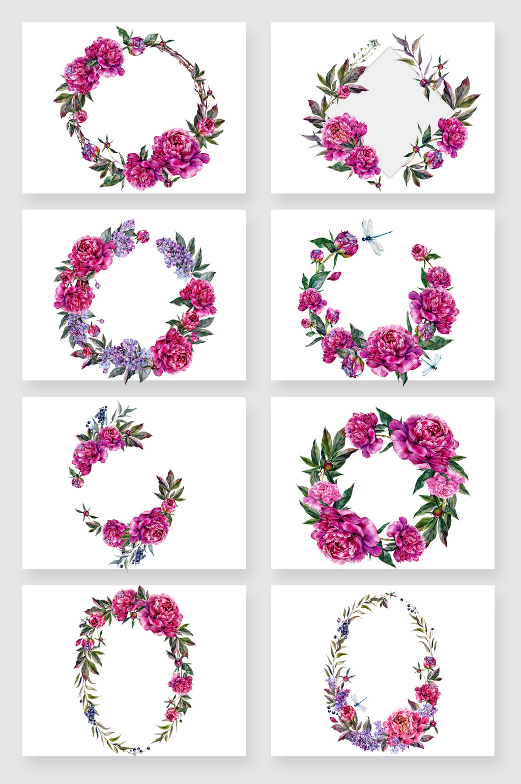 1024x1540 Hand Painted Purple Watercolor Wreath Vector Material Free