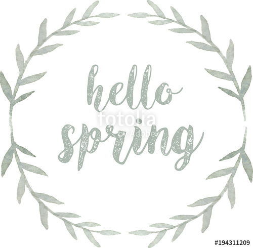500x490 Hello Spring. Wreath Vector Isolated On White Background