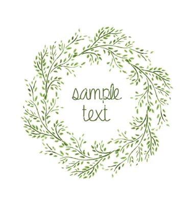 380x400 Watercolor Floral Leaf Vine Wreath Vector Frame By Jallom On