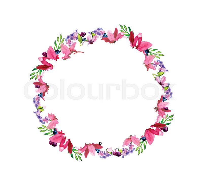 800x711 Watercolor Flower Roses Wreath Vector Illustration Isolated