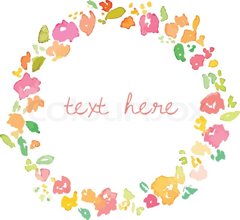 800x733 Colorful Watercolor Floral Wreath Frame Vector Stock Vector