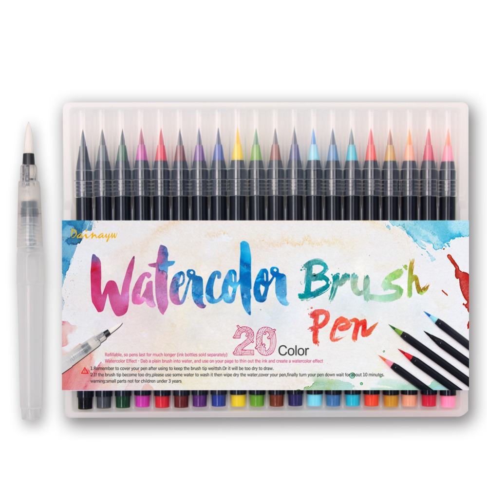 1000x1000 Coloffice 20 Color Set Painting Soft Brush Pen Watercolor Markers
