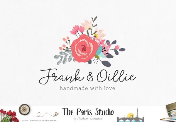600x417 Watercolor Floral Logo Design With Hand Writing Font By The Paris