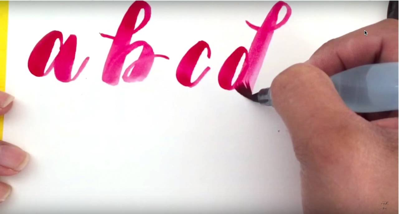 1281x687 Writing A Modern Calligraphy Alphabet With A Water Brush Pen And