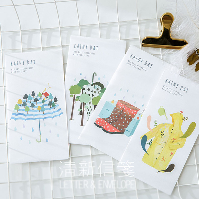 640x640 Rainy Season Series 24 Sheet Letter Paper 12 Pcs Envelopes