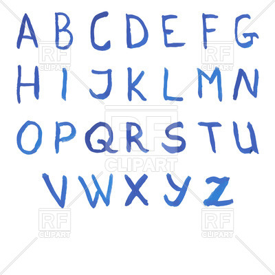 400x400 Alphabet Painted With Blue Watercolor