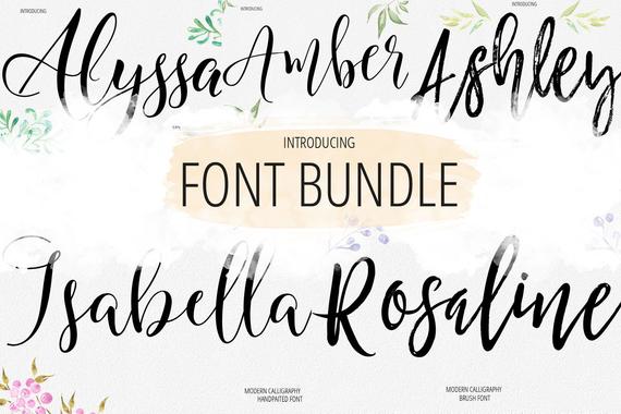570x380 Font Bundle Digital Font Calligraphy Handwritten Script Etsy