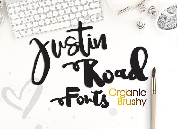 570x418 Justin Road Font Brush Fonts Watercolor Lettering Digital Etsy