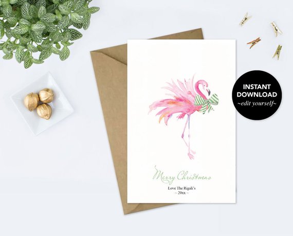 570x459 Holiday Card, Editable Text, Thank You Card, Printable, Template
