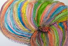 236x160 Red Yarn Watercolor 5x7 Original Painting Pen Amp Ink Drawing