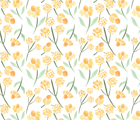 470x403 Watercolor Meadow Flowers, Yellow Flowers, Watercolor Floral