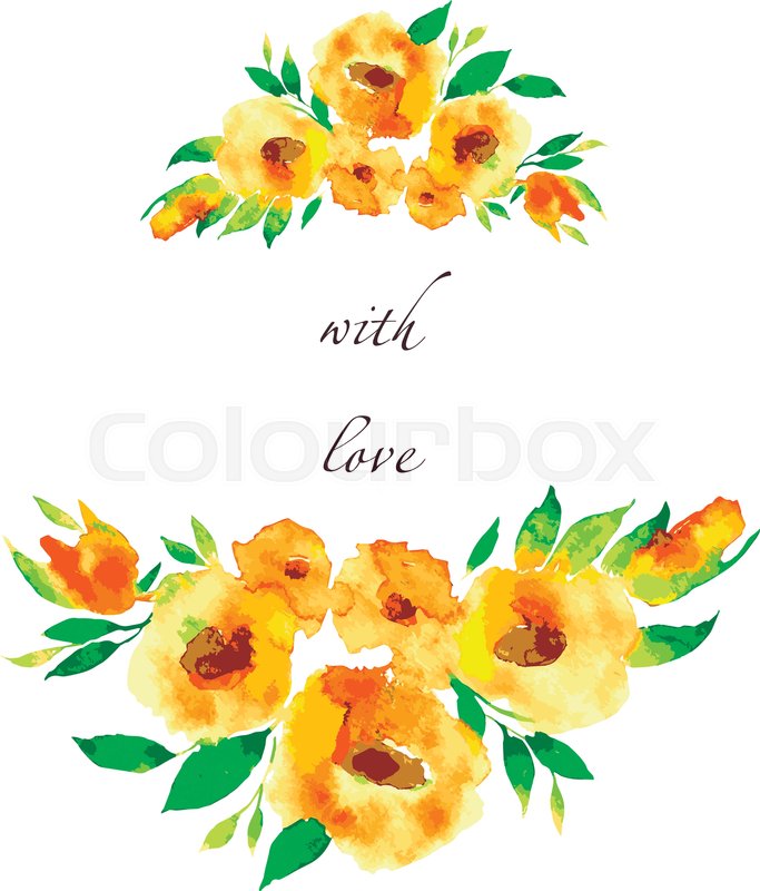 683x800 Watercolor Yellow Flowers In Watercolor Stock Vector Colourbox