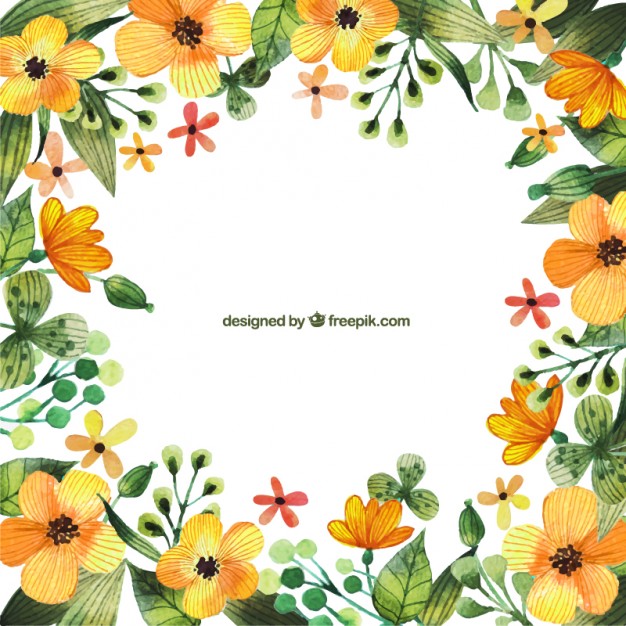 626x626 Watercolor Yellow Flowers Frames Vector Free Download