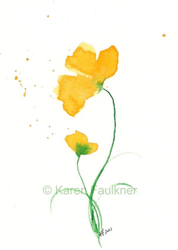 570x801 Art Print Of Yellow Watercolor Flowers Duet In 2018 My