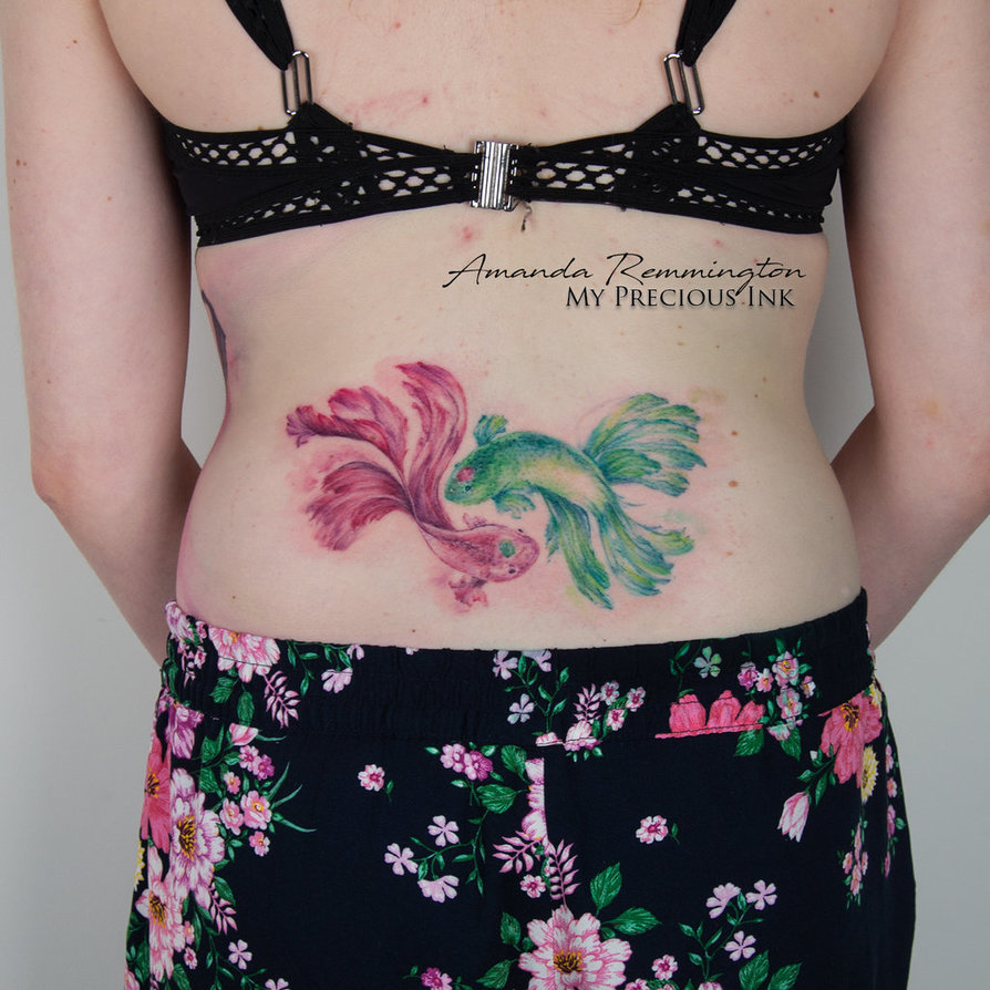 894x894 Freehand Watercolor Yin Yang Betta Fish By Mentjuh