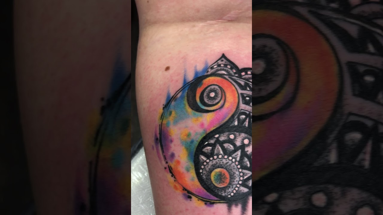 1280x720 Mandala And Watercolor Ying Yang Tattoo Done By Matt