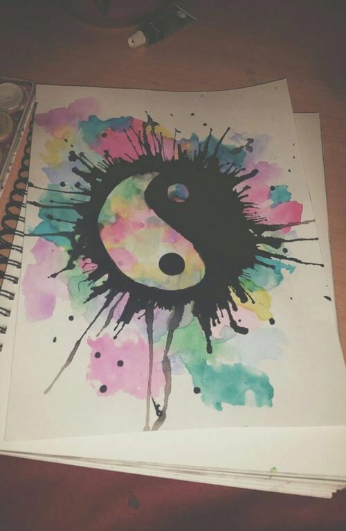 500x766 Watercolor Art Of A Yin Yang Design Watercolor Art