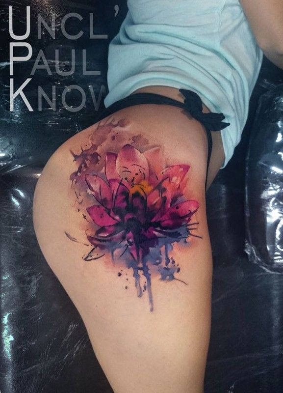 577x800 Watercolor Lotus Flower Thigh 577x800.jpg Tattoo