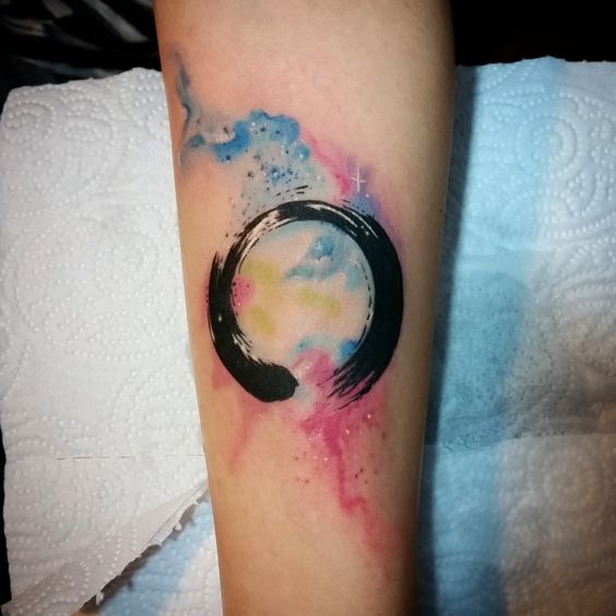 564x564 Watercolor Zen Enso Circle Tattoo Design For Forearm