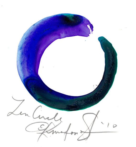 570x614 Zen Circle 40 Original Aceo Watercolor Painting On Yupo Paper