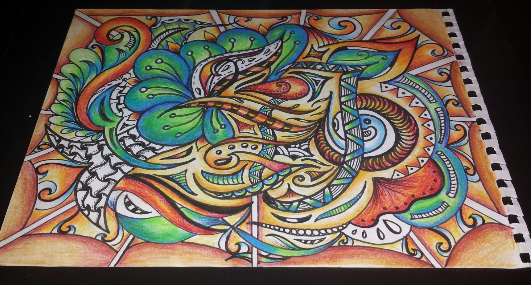 1722x926 Speed Drawing Zentangle Abstract Watercolor Pencils