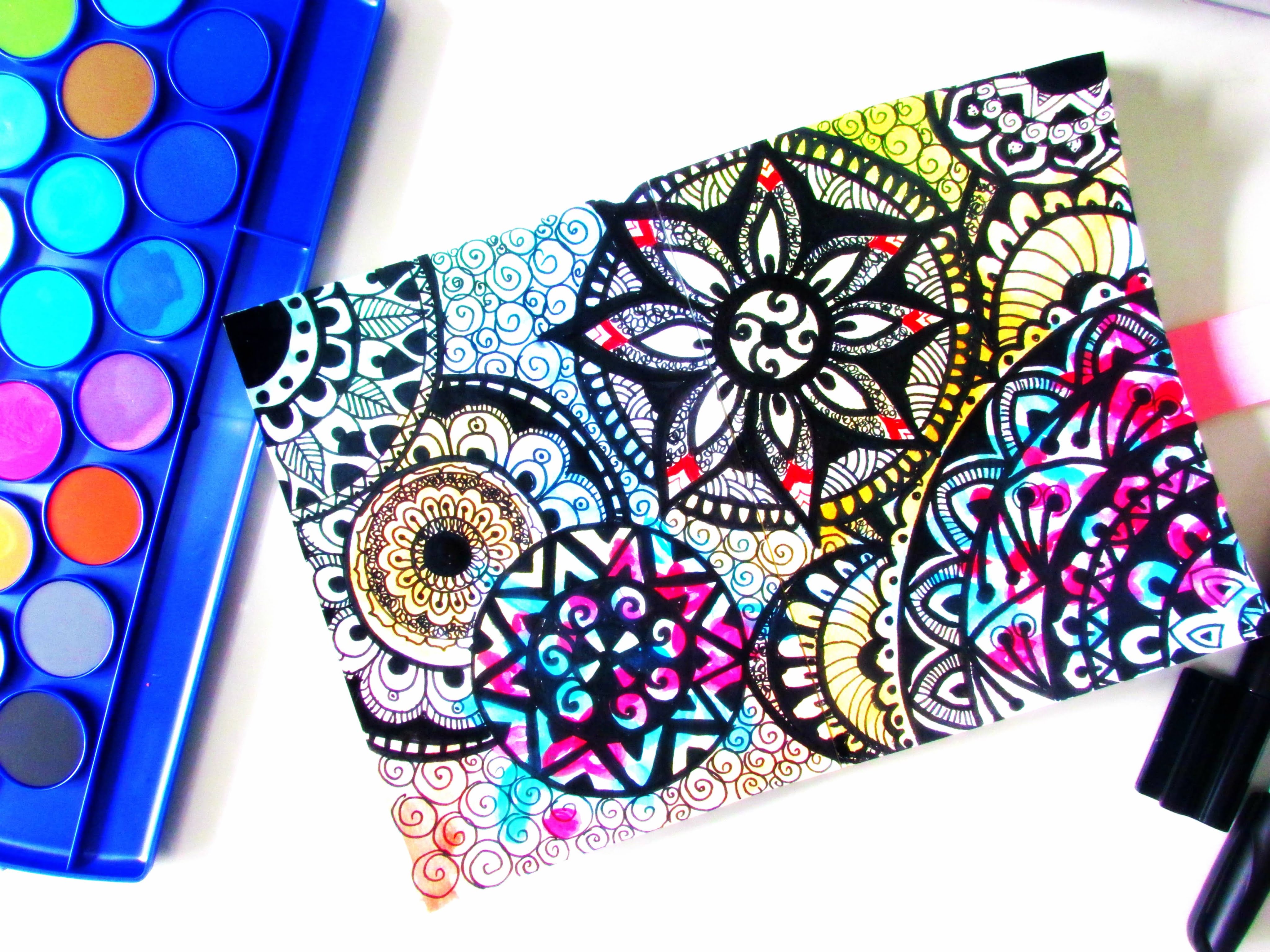 4096x3072 Watercolor Zentangle Art